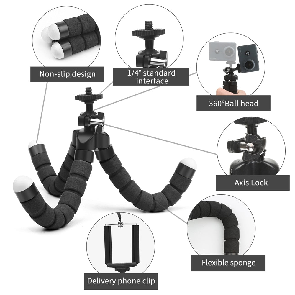 Mini Flexible Tripod for iPhone, Samsung, GoPro and Huawei