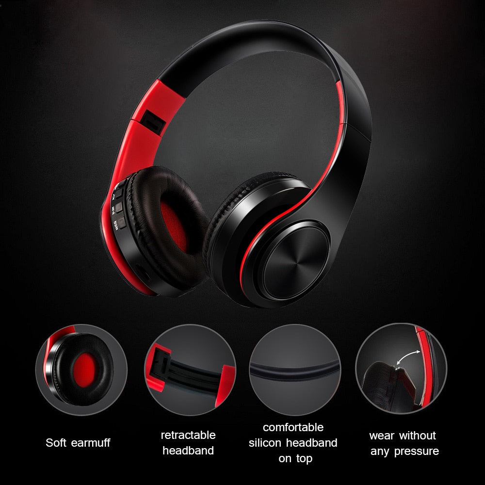 Bluetooth Over Ear Stereo Wireless Headphones With Built-in Mic