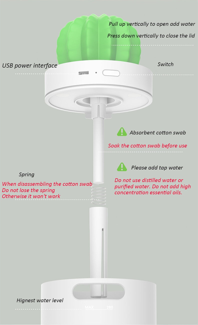 USB Aroma Essential Oil Diffuser With LED Night light