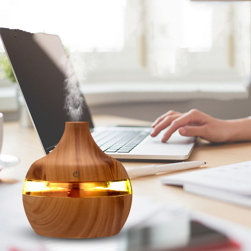 Electric Humidifier Wodden Oil Diffuser