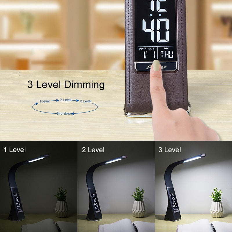 5W LED Foldable and Dimmable Desk Lamp with Alarm clock